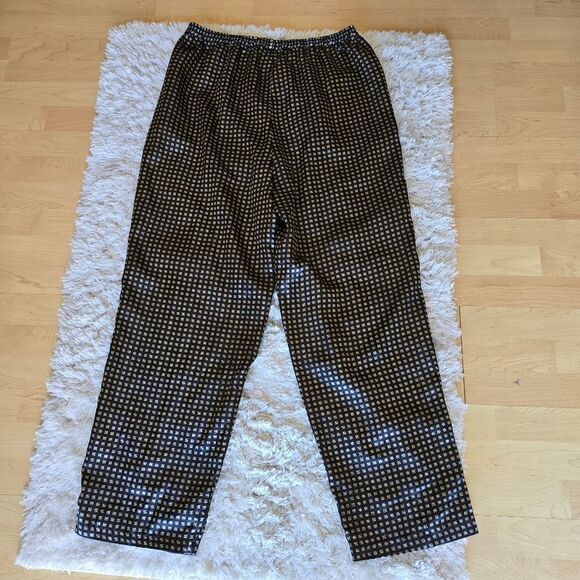 ROBERT LOUIS Men's Black and Gold Checkered Pijama Set Size Large Silk Blend - Picture 6 of 8